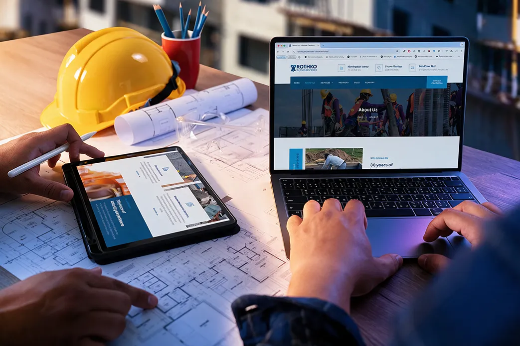 Web de Rothko Construction, empresa de pavimentaci&oacute;n y hormig&oacute;n en Pensilvania, Estados Unidos, dise&ntilde;ada por Confetti y vista en varios dispositivos