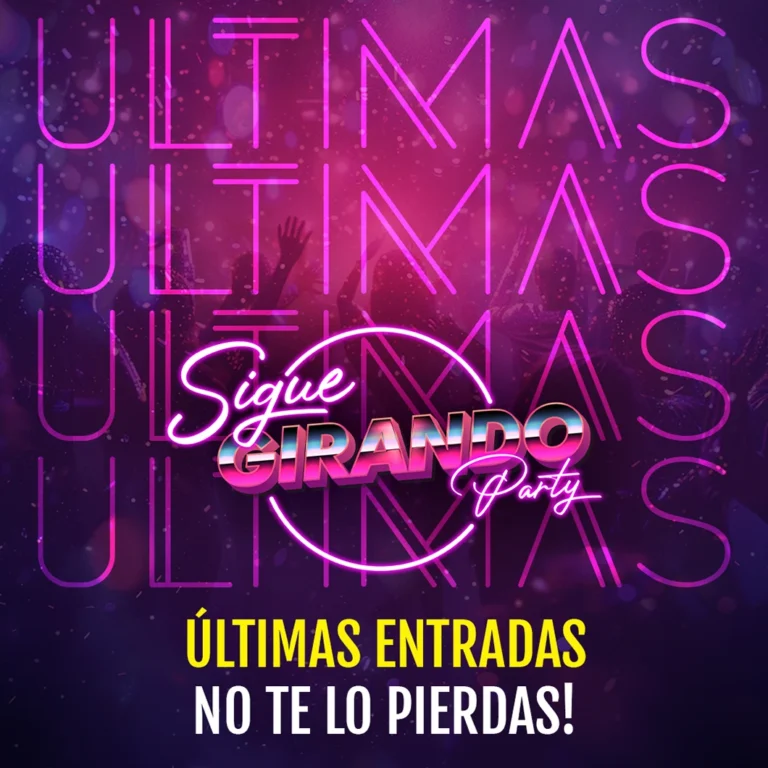 Publicación para Instagram de Sigue Girando Party para promocionar las últimas entradas a la fiesta
